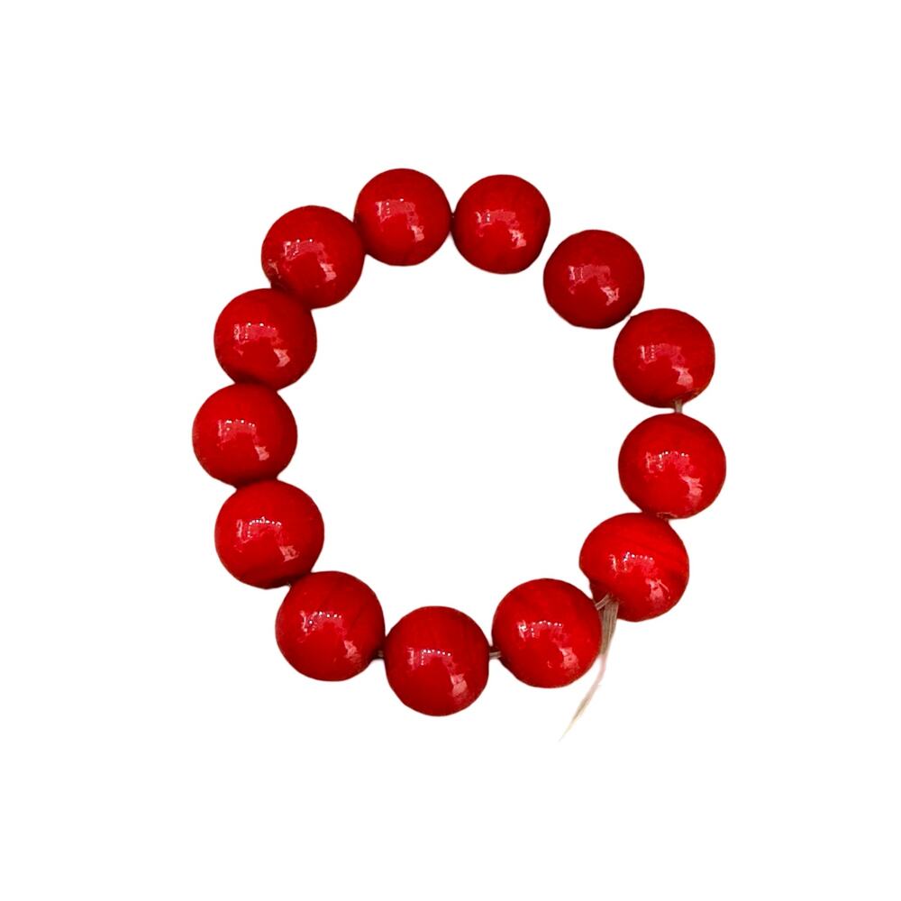 Large Red Glass Beads Bracelet